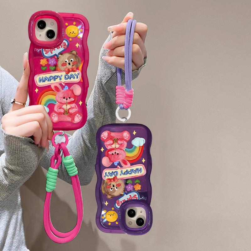 Брелок Graffiti Bear для чехла мобильного телефона Apple 16promax Huawei P70 Милый Xiaomi 15 Силиконовый 14 Подставка X