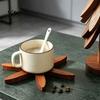 Folding Wooden Potholder Collapsible Trivets for Hot Dishes, Christmas Tree Shaped Pot Mat Table, Wood Heat Eco Friendly Kitchen Accessory Resistant