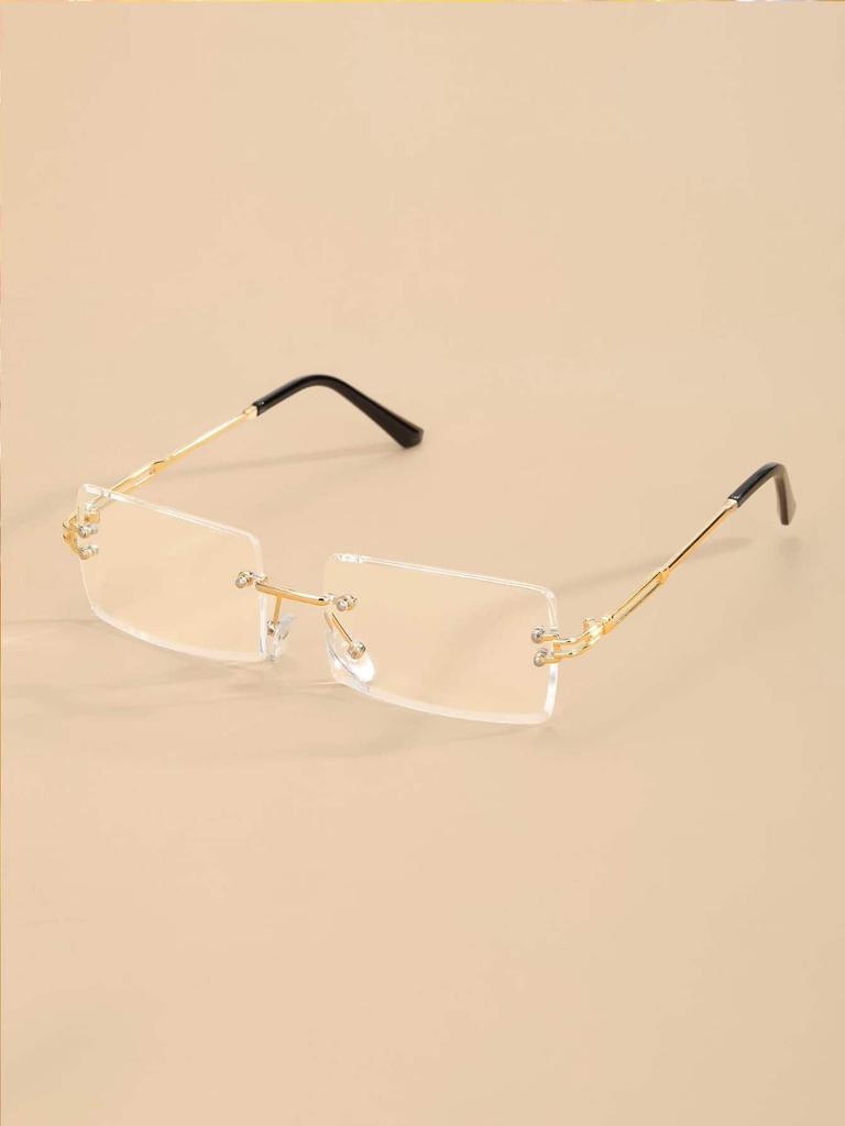 1 шт. Модные прямоугольные очки без оправы из металла для женщин, прозрачные очки для мужчин, повседневные очки для фотосъемки, аксессуары для одежды.
