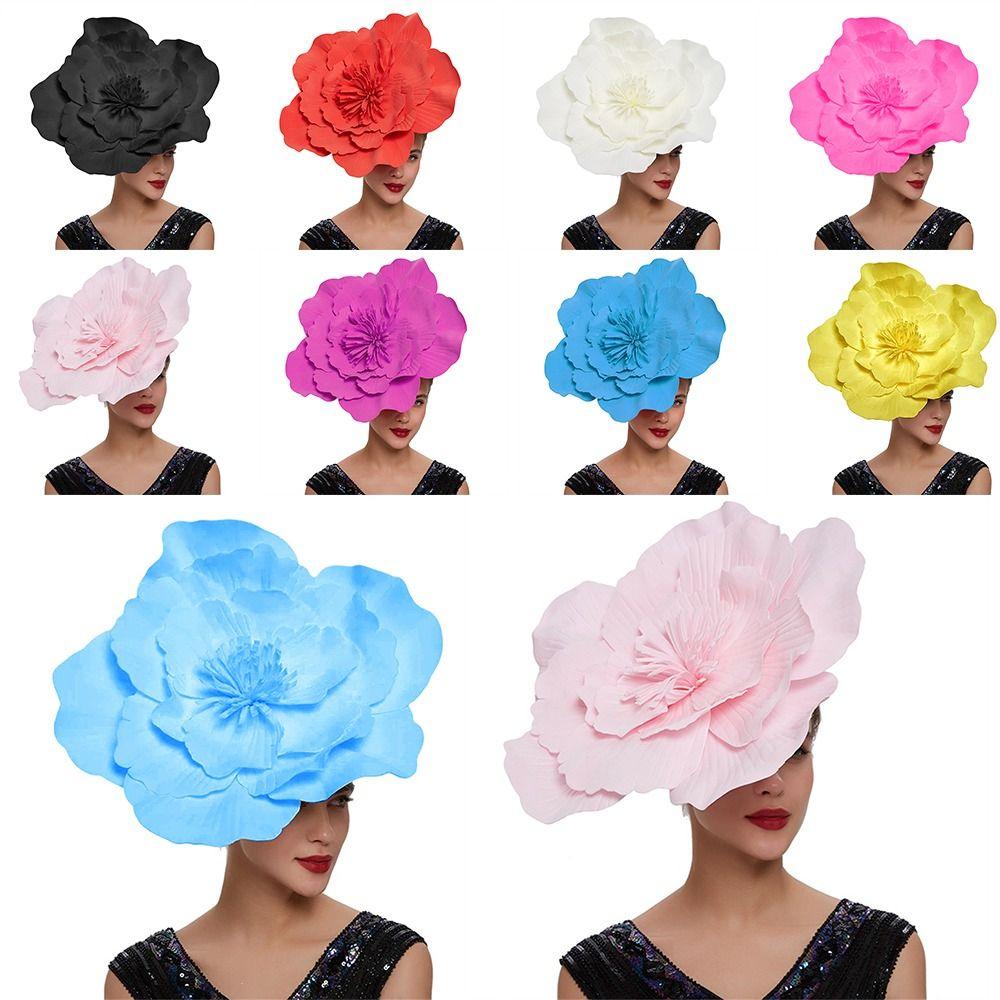 Fashion Bridal Hair Accessories Makeup Prom Hair Band Large Flower Bow Hat Headdress
