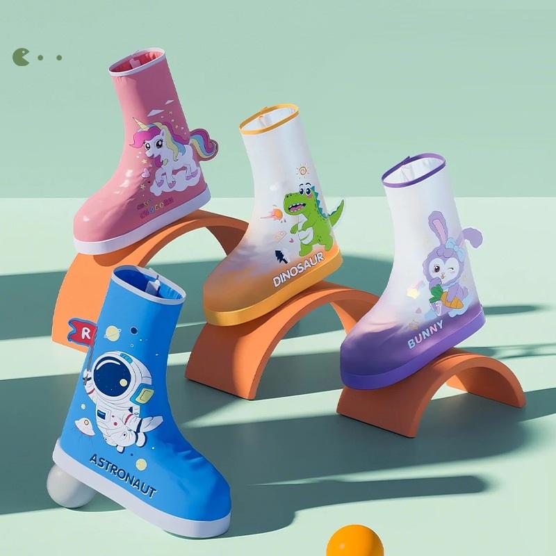 Мода Мода Чехлы для обуви с динозаврами Детские Водонепроницаемые Галоши Детские Моющиеся Противоскользящие Чехлы для обуви Мальчик Девочка Прочные Многоразовые Галоши
