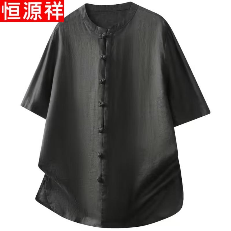Мужская рубашка с коротким рукавом Hengyuanxiang 100% лен