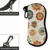 2D-Boho Floral Pattern Zipper Sunglasses Case, Vintage Mandala Print Eyewear Protective Box, Stylish Portable Spectacle Holder for Travel and Gift
