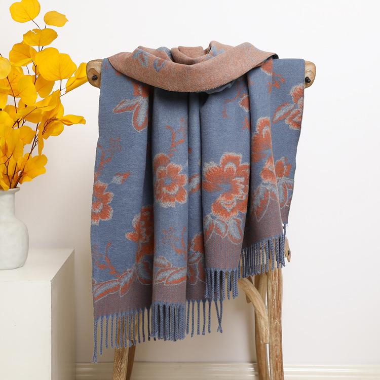 2024 Autumn And Winter New Thickened And Extended Cashmere Scarf Versatile Women'S Warm Neck Protection Scarf Double Sided Scarf Shawl