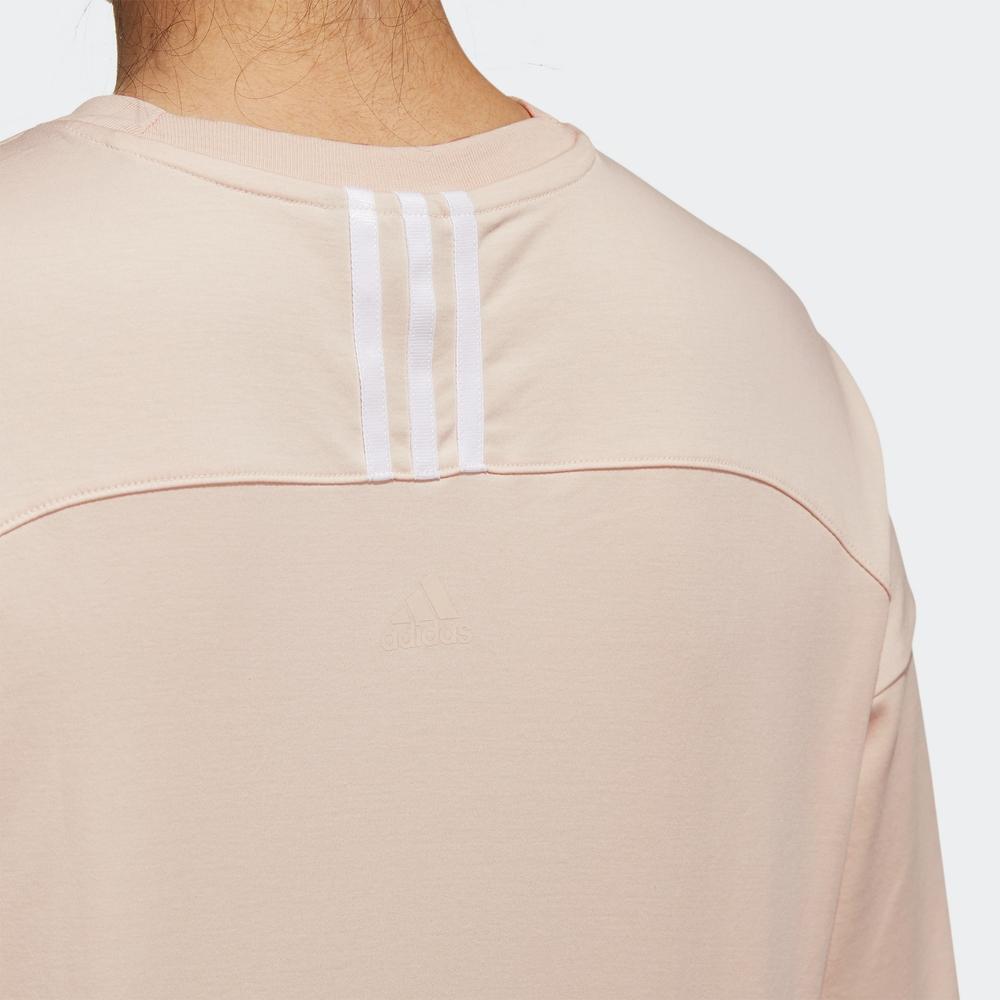 adidas Повседневная дышащая однотонная футболка с коротким рукавом для женщин, топ, светло-розовый H55254