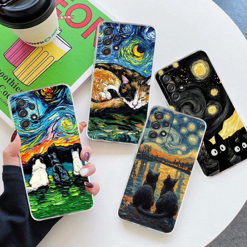 Чехол для телефона с картиной Ван Гога «Звездная ночь» для Samsung Galaxy A56 A57 A37 A55 A54 A36 A35 A26 A25 A16 A17 A07 A52 A21s