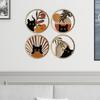 4 Pieces Boho Black Cat Wall Decor Ornament Signs Geometric Hanging Wooden Art Aesthetic for