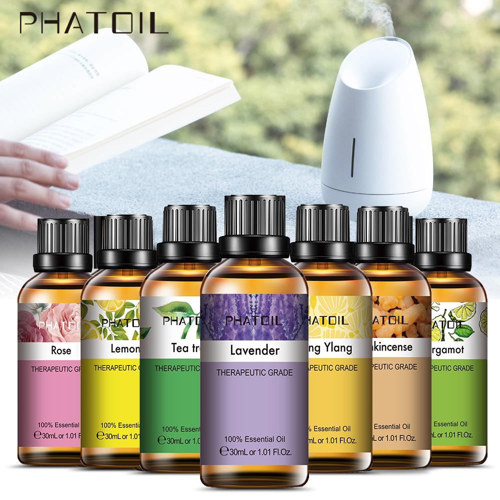PHATOIL 30ML Eucalyptus Jasmine Rose Essential Oil for Stress Relief Skin Care Lavender Essential Oil for Dry Skin and Irritation Help Sleeping