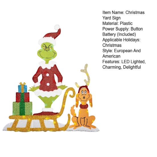 Светодиодная Рождественская Уличная Вывеска Большая Зеленая Елка Эльф Собака Сани Рождественская Уличная Вывеска для Зимней Лужайки Сада Двора Наружный Декор