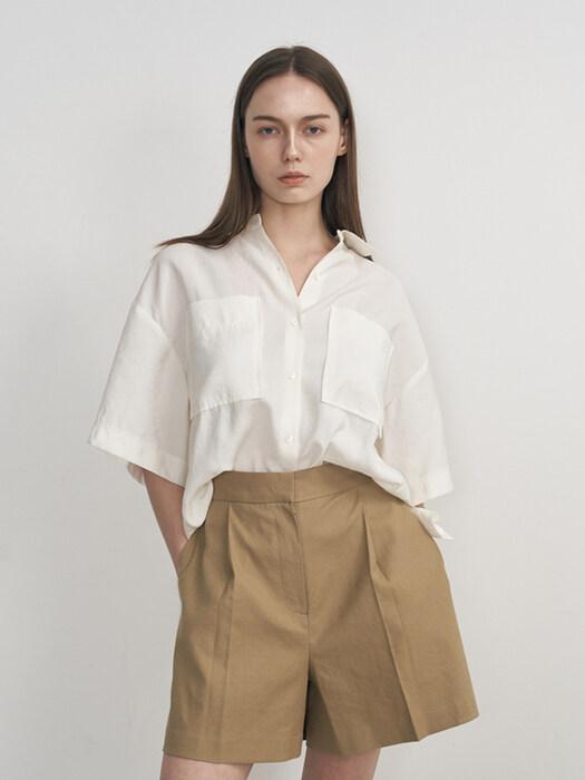 NEBELEVERYWEAR Pocket Short Sleeve Shirt_Cream White