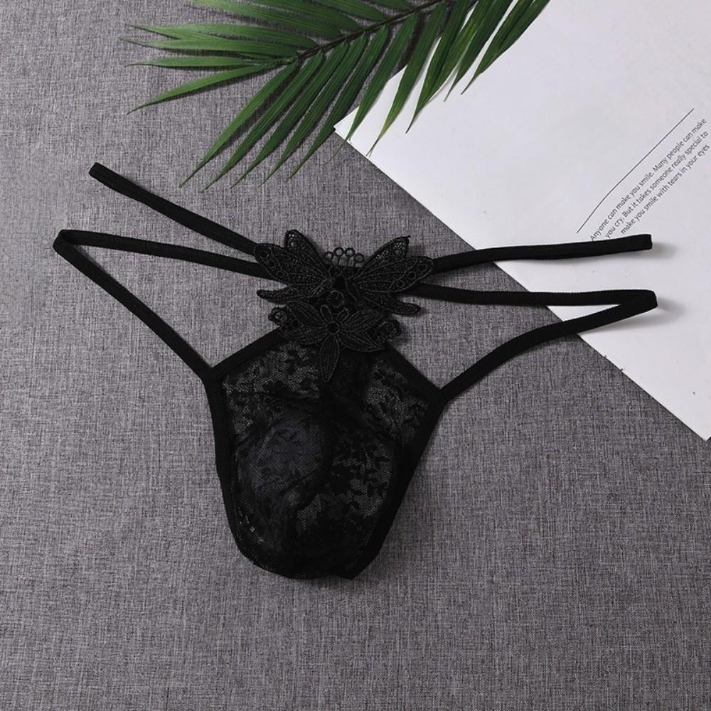 Low Waist Mesh Sheer Panties Transparent T-back Briefs Men Thin Men's Lace Thong Male