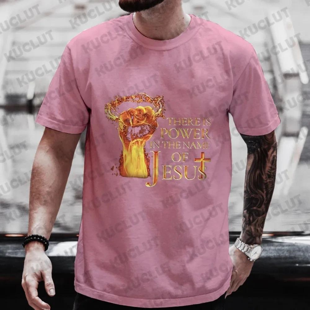 Мужская футболка с рисунком в виде буквы «Кулак и Иисус», модные графические топы, футболки с коротким рукавом, летняя уличная одежда для мужчин, свободная одежда