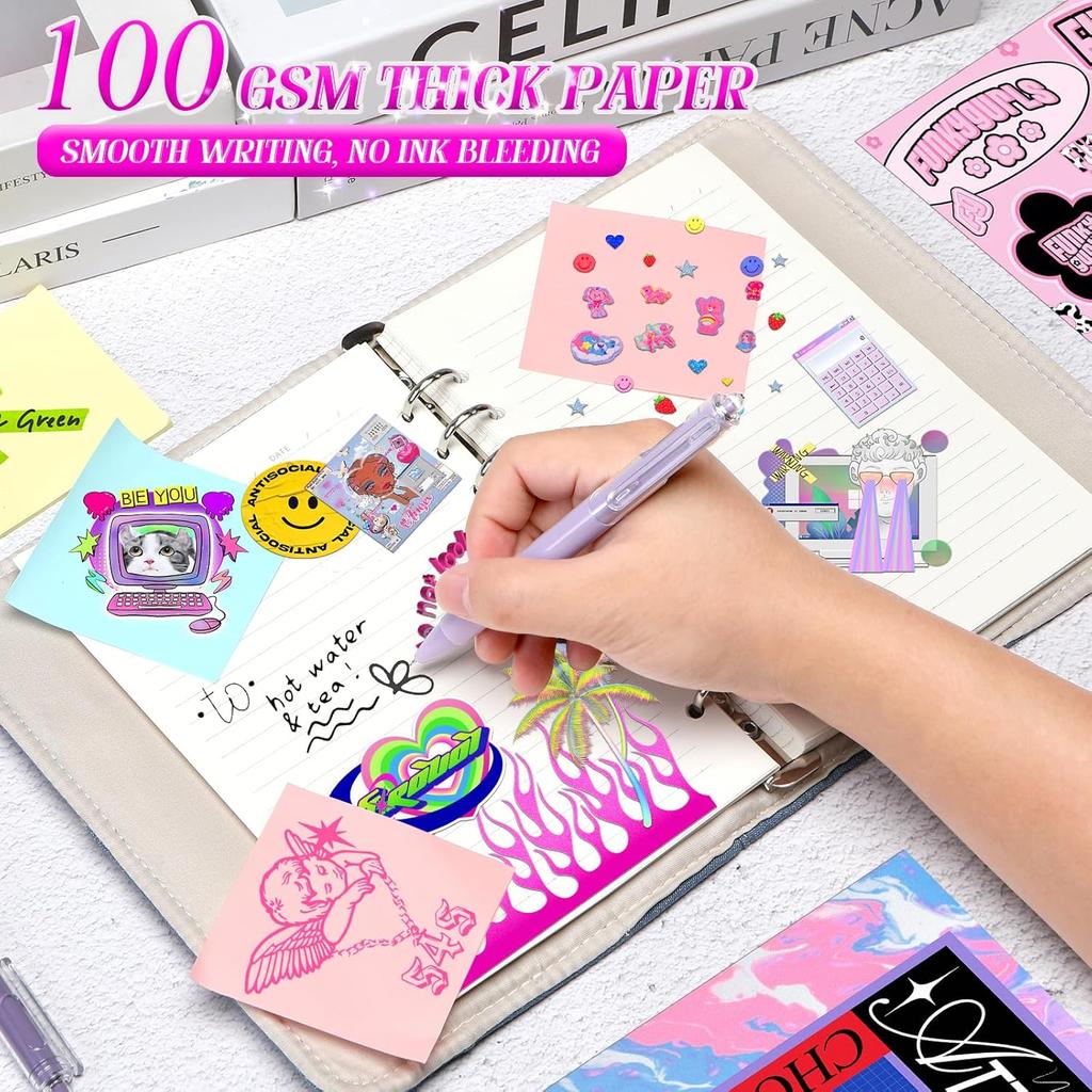 Denim Cover Notebook Binder A5 Size Y2K Kpop Loose Leaf Book With Pen Pocket 100 Sheets Line Grid DIY Diary Album