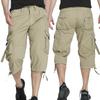 Summer Men's Below Knee Length  3/4 Long Shorts Men's Capri Pants Multi Pocket Twill Work Cargo Pants