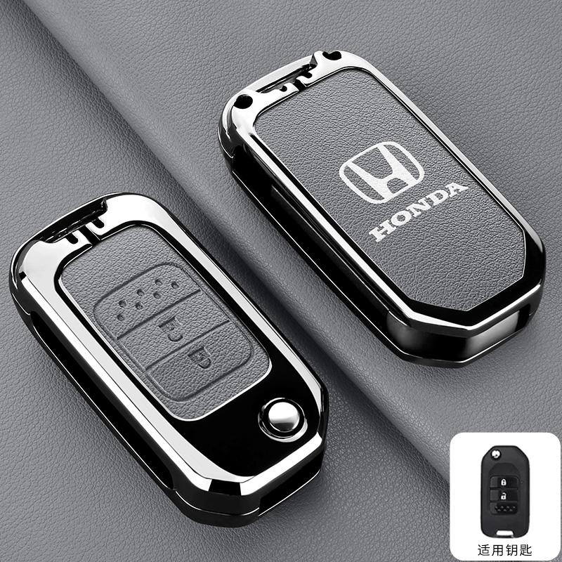 Zinc Alloy Car Flip Smart Key Case Cover Protection Shell For Honda Civic 4d 9th Gen 10 Accord XRV Life Jazz Crv Fit CR-V Crider