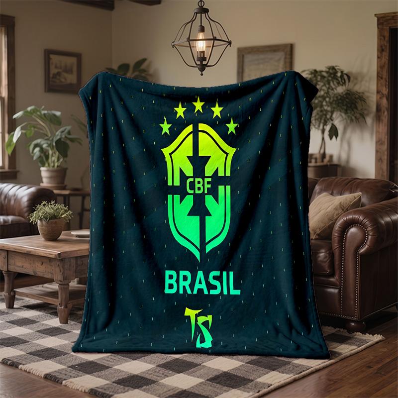 Brazil national football team Print Flannel Blanket Soft Warm Sofa Bed Throw Blanket For Home Office Bedroom