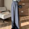 2024 Women's Pants Winter Plus Velvet Wide Leg Pants Korean Fashion Casual Woman Pant High Waist Straight Loose Trousers