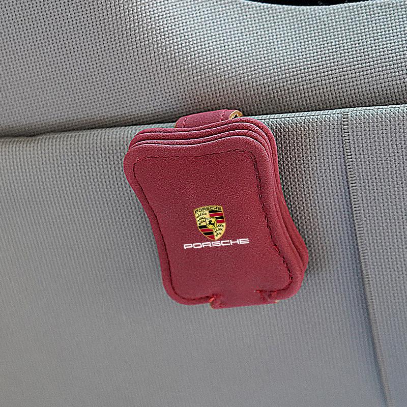 Car Sun Visor Glasses Clips Sunglasses Storage Holder For Porsche Cayenne Panamera Macan 911 718 Taycan Boxster Cayman 918 Pajun
