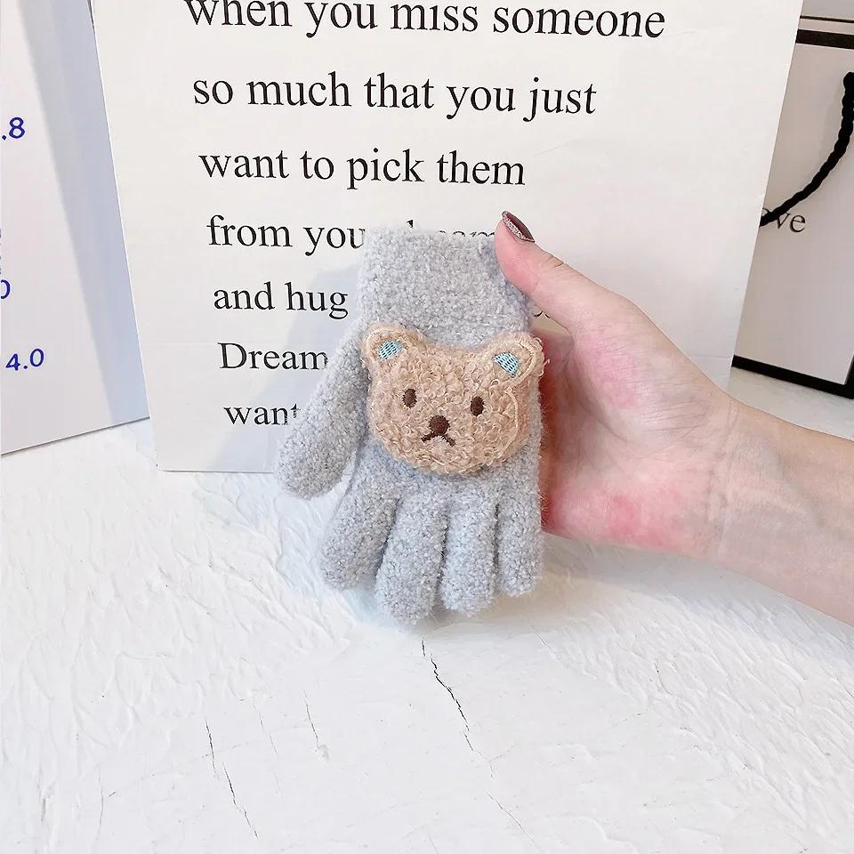 1 пара перчаток для детей, осенне-зимние, корейские модные, милые перчатки с мультяшными животными для детей, пушистые, утолщенные, теплые, для отдыха на открытом воздухе