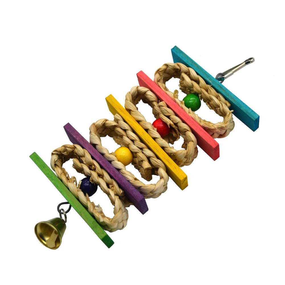 Corn Leaf Wooden Steel Hanging Toys Parrots Bird Squirrel Funny Chain Toy Bird Bites Climb Chew Toys