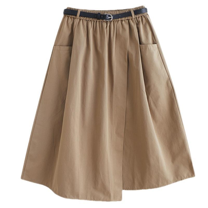 Повседневная свободная однотонная хлопковая льняная женская юбка