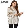 Plus Size Women's Shirt Simulated Silk Sateen Long Sleeve Top Loose Shirt