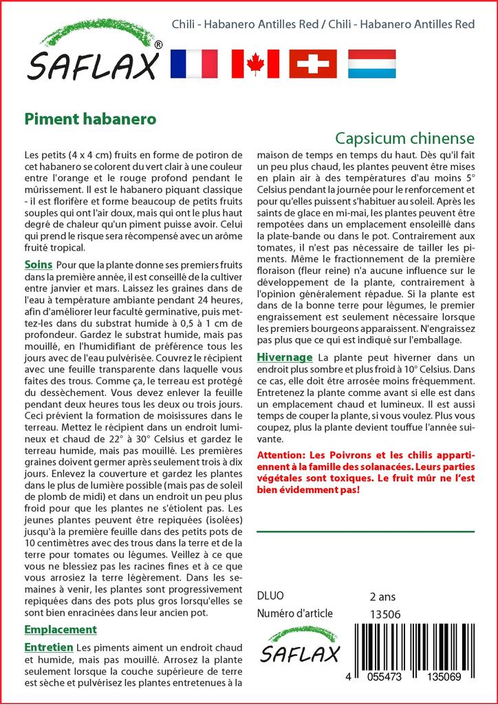 SAFLAX Чили - Habanero Antilles Red - 10 семян - С горшечным субстратом для лучшего выращивания - Capsicum chinense