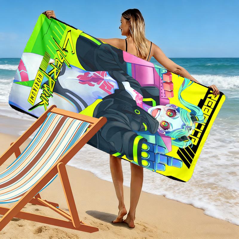 Cyberpunk style with hook motifs 2D Flat Print Beach Towel, Large Soft Quick Dry Towel for Beach Camping SwimmingXSTJ0915336