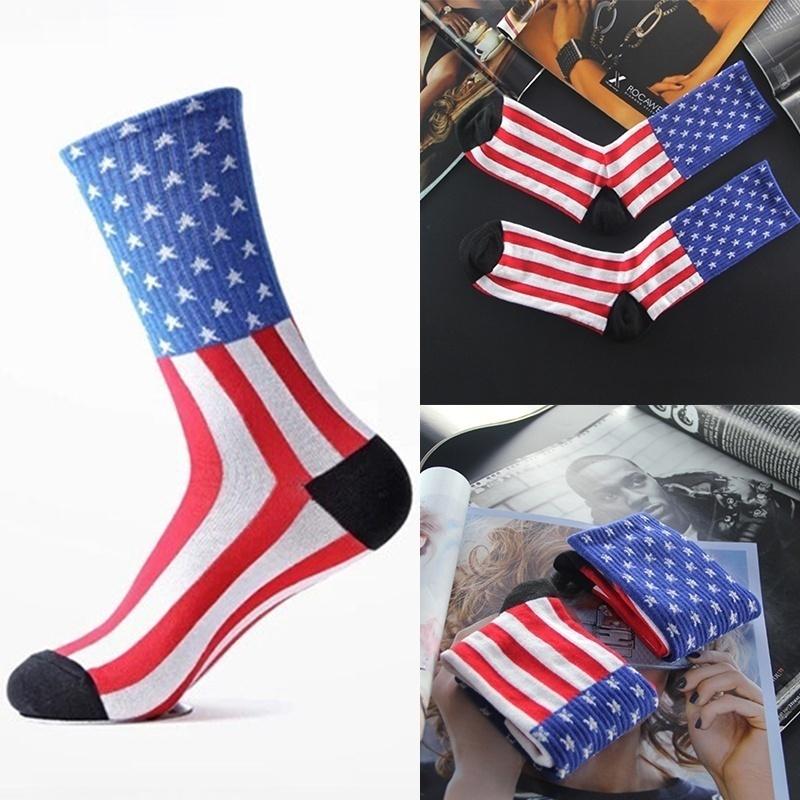 Модные мужские хлопковые носки со звездами и полосами флага США Old Glory повседневные до щиколотки
