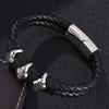 Двухслойный дизайн DIY ювелирных изделий плетеная кожаная веревка обмотка специальный стиль классический мужской кожаный браслет из нержавеющей стали