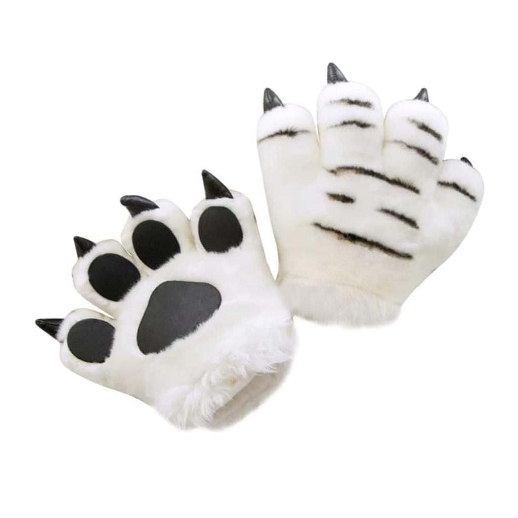 SAFIGLE 1 Piece Cat Gloves, Creative Animal Palm Gloves, Wolf Stuffed Animal Costume, Panda Plush Toy, Plush Palm Gloves, Paw Gloves, Simulation