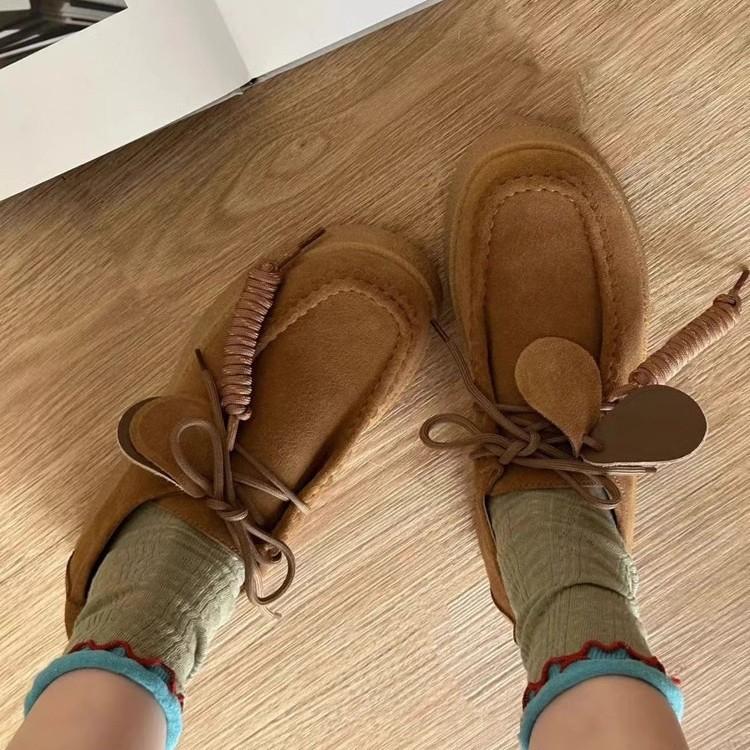 Модная женская обувь Нубук кожа Повседневные балетки Кожаные одинарные туфли Женские для ходьбы Нескользящая обувь Женская обувь Zapatos De Mujer