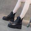Autumn New Small Thick-soled Wedge Heel Muffin Women's Shoes Inner Increase Casual Medium Tube Short Boots Velvet Women's Tide Boots
