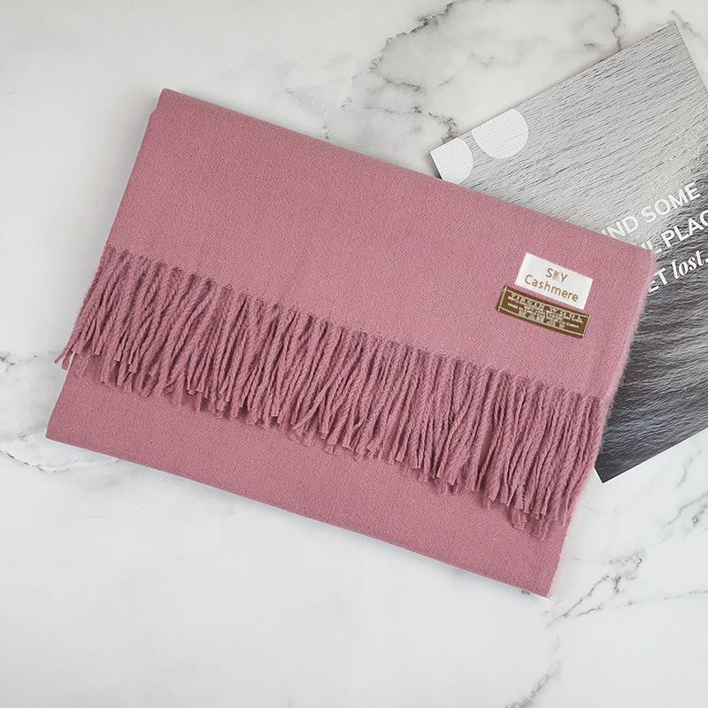 200 * 70 см толстый однотонный женский кашемировый имитационный шарф для зимы роскошная женская шерстяная шаль