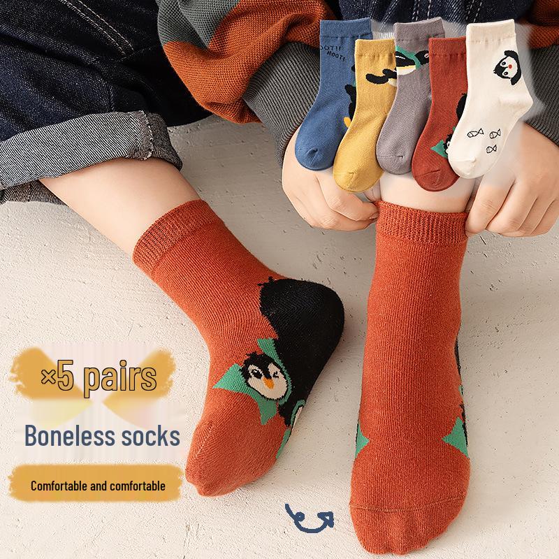 Осенние мультяшные носки до середины икры для детей, 1-3 года, для мальчиков и девочек