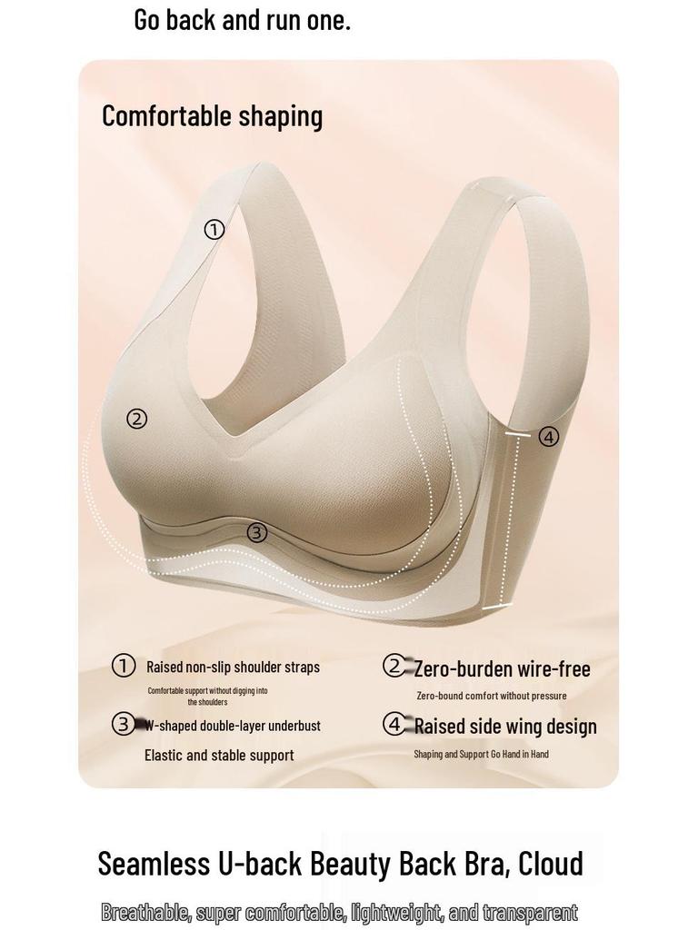 VANBARIS Plus Size Push-Up Bra with Side Support, Fixed Cups & Seamless Back Smoothing for Women