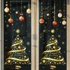 Golden Christmas Tree Window Stickers Large Decor Mural Atmosphere Decor Wallpaper Holiday