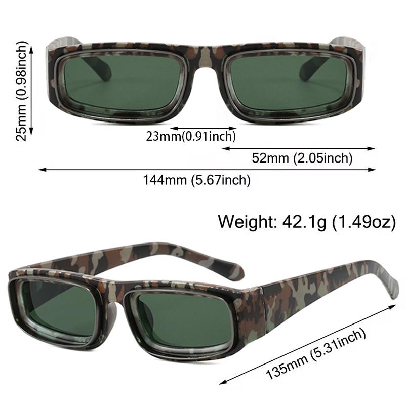 Rectangular Sunglasses Women Men Small Double Circle Frame Sun Glasses Trendy Travel Style Punk Eyewear