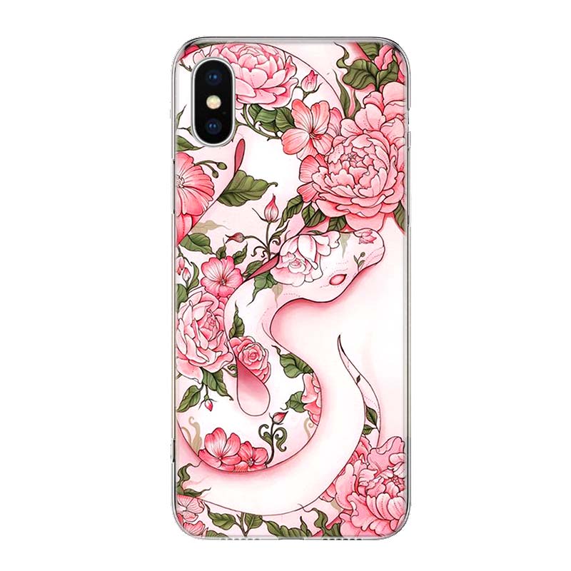 Animal The Snake and Fern Phone Case Cover For iPhone 11 12 13 Mini 14 15 Plus 16 Pro Max 17 Air 7 8 + SE Art Customized Fundas