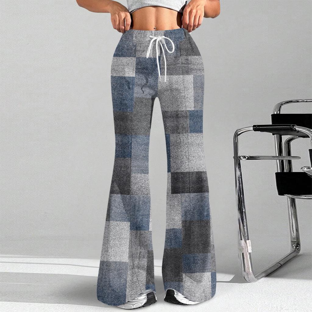 Women's Fashion Loose Drawstring Waist Floral Print Casual Sports Pants Casual Flared Pants