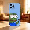 Чехол-телефон P-Pepe Веселая лягушка для iPhone 17, 16, 15, 14, 13, 12 Plus, Max Мягкий силиконовый черный чехол