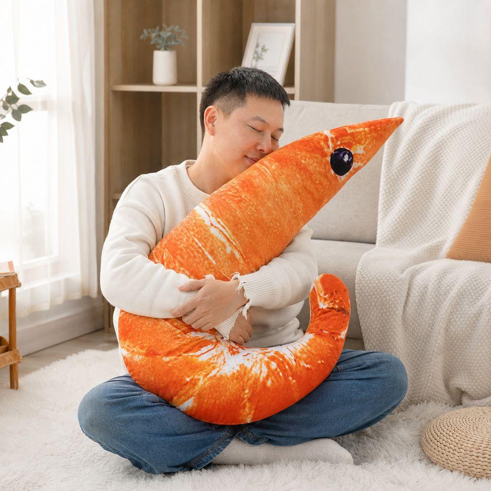 PP Cotton Filled Animal Body Pillow Plush Material Shrimp Plush Pillow Shrimp Stuffed Toy For Men