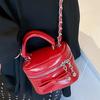 Red Mini Handheld Small Square Bags For Women  New Bow Chain Versatile Crossbody Bags Trendy PU Leather Lipstick Purse