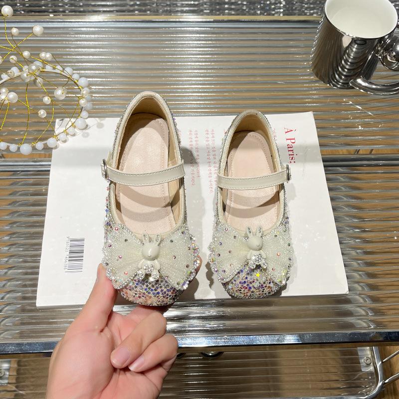 Детские туфли принцессы Весенние Хрустальный бант Детские туфли Doudou На липучке Туфли принцессы Эльзы