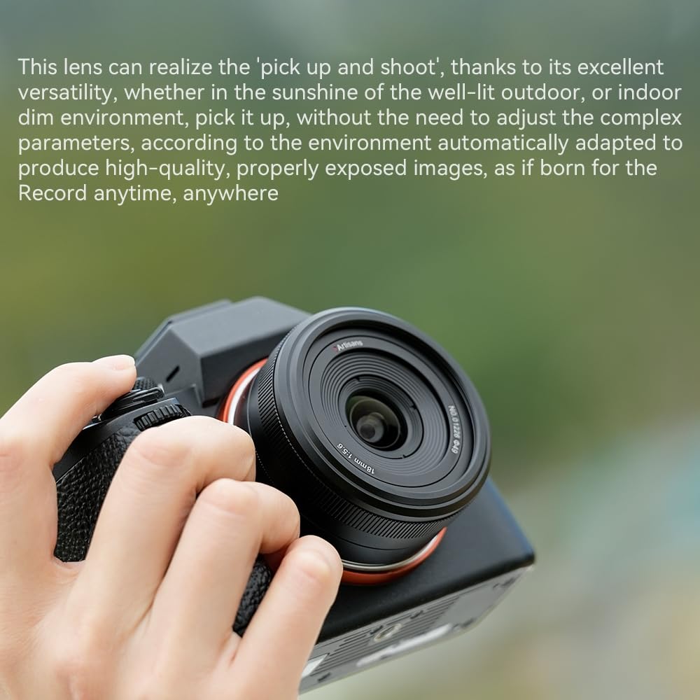 7artisans 18mm Ultra Pancake Lightweight Minimum Focusing Ideal for and Street Photography F5.6 Wide-Angle Lens, Full-Frame Compatible, Lens, (146g),