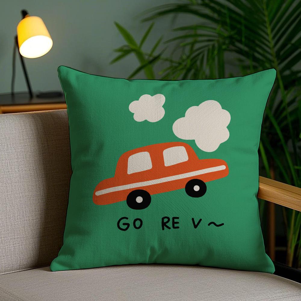 Cartoon Cute Creativity Cushion Cover Plush Fabric DoubleSided Printed Invisible Zipper Sofa Pillow Case Home Bedroom Decor