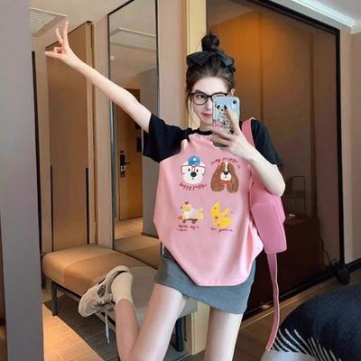 Классическая повседневная свободная футболка с короткими рукавами для женщин в студенческом стиле, новый милый топ на весну и лето