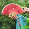 Круглый веер с принтом арбуза, с деревянной длинной ручкой, портативный, легкий, для улицы, путешествий, кемпинга, пикника, летний ручной бумажный веер