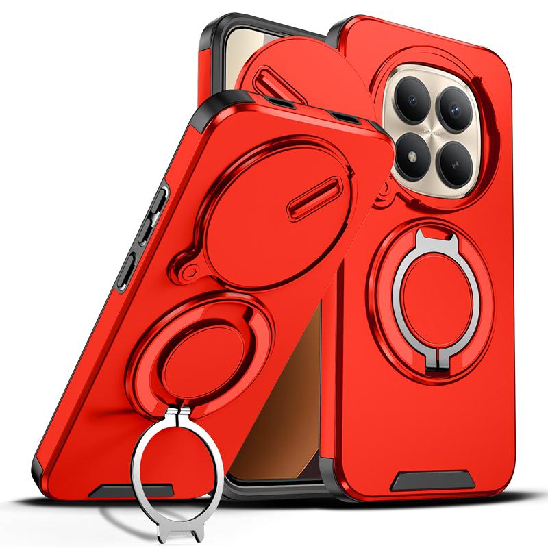 Чехол для Xiaomi Redmi Note 15 Pro Plus, 15 Pro 5G ELVEV Магнитный Жесткий ПК + Мягкий ТПУ Ударопрочный Поворотная Кольцо-подставка Чехол для Телефона