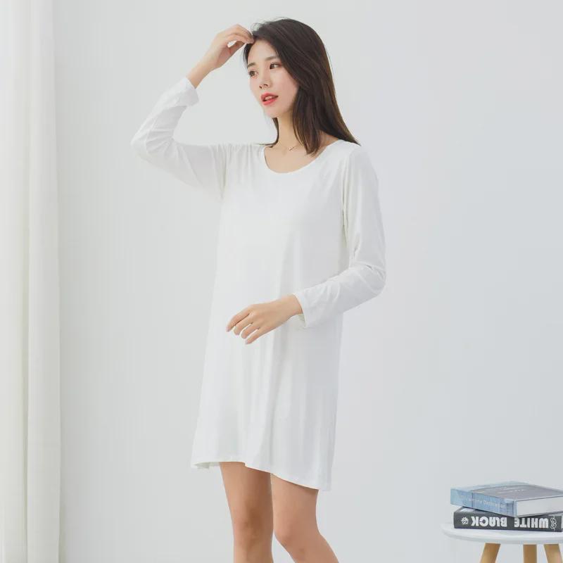 Женская ночная рубашка из модала с длинными рукавами – свободная, тонкая, идеальная для весенних и летних пижам